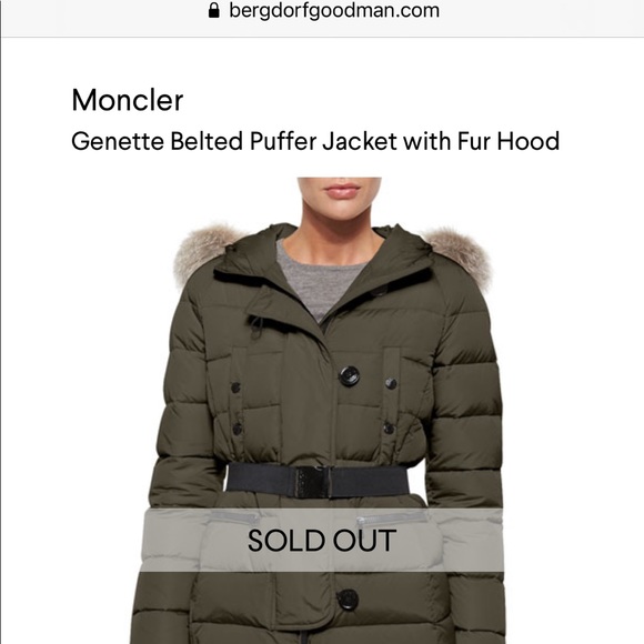 Moncler Genette belter puffer with fur hood - Picture 1 of 16